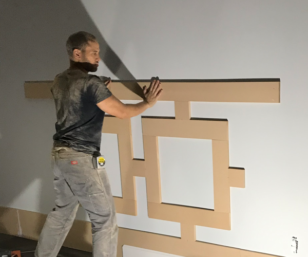 Wainscotting installation in progress