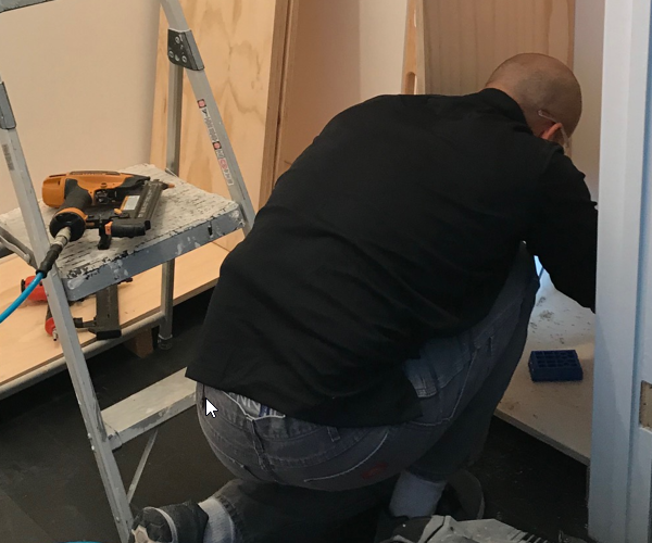 Walk-in closet mid-construction